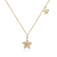 Bijoux fins de luxe, bracelet, collier et boucles d'oreilles en argent 925 plaqué or 18 carats avec étoiles en zircon pour jeunes femmes et filles