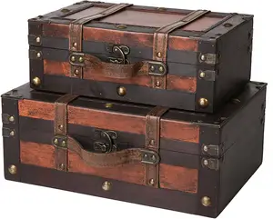 Custom Cheap Vintage Treasure Chest Wooden Box Storage trunk