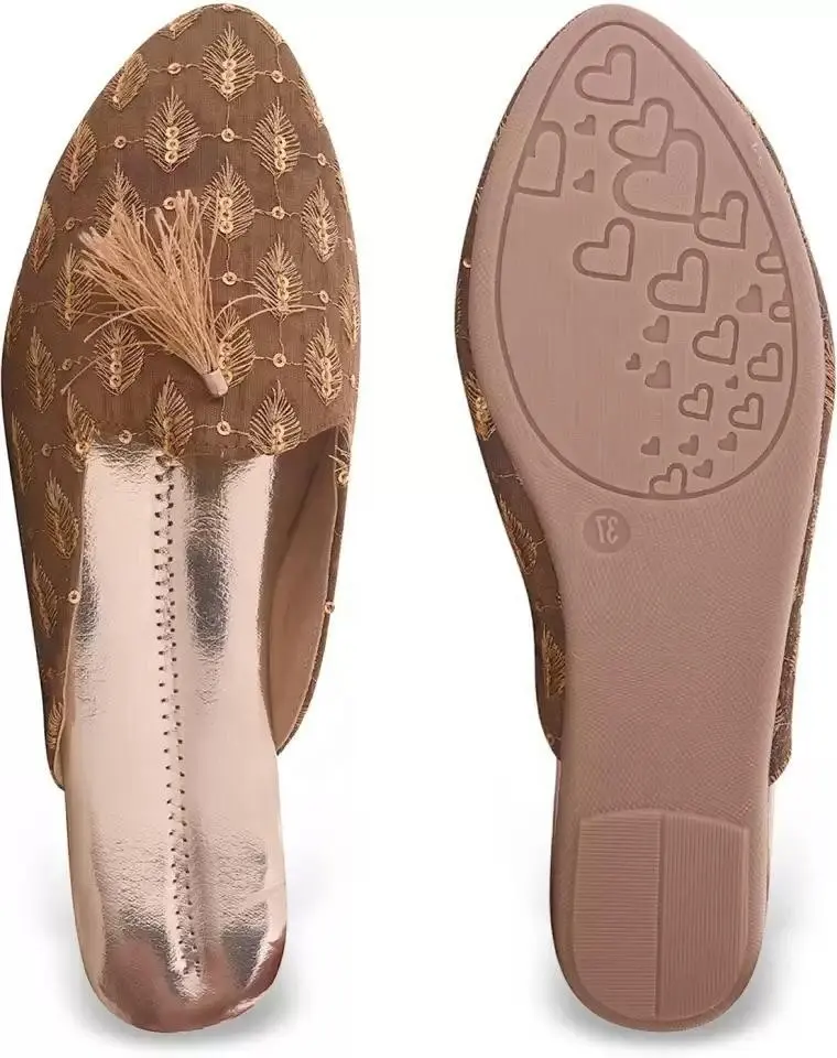 Giày Cưới Nữ Hở Mũi-Punjabi Khussa Jutti-Dép Lê Thêu-Giày Xỏ Ngón Nữ-Mojari