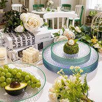 60 Assiettes jetables en plastique vert transparent, robustes et élégantes, effet martelé, pour fêtes, comprenant 30 assiettes à dîner et 30 assiettes à salade