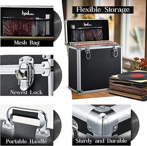 Boîte de rangement pour disques vinyles, boîte de présentation pour collection d'albums LP, organisateur de disques vinyles, capacité de rangement pour plus de 30 disques précieux, pliable - Product Image 3