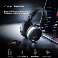 Casque de jeu INPHIC H9 supra-auriculaire, filaire + sans fil, double mode de connexion, microphone, éclairage RGB, réduction active du bruit