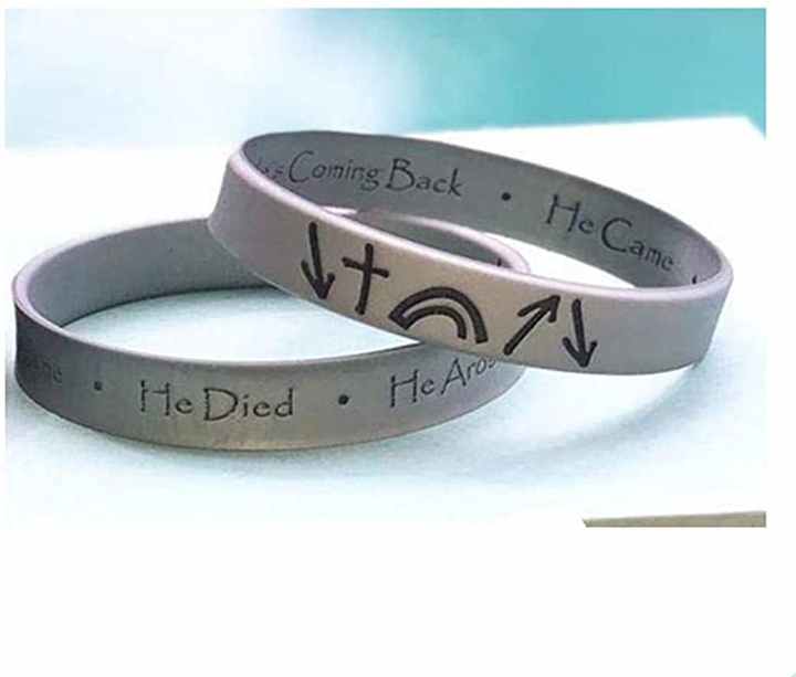 Silicone Bracelet Keychain - Religious, Jesus, White & Buttercream main image 1