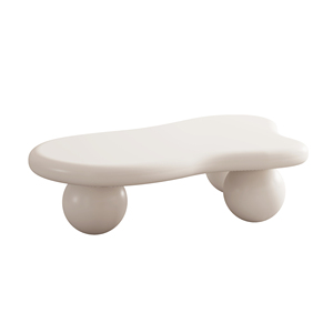 White Wooden Irregular Cloud Coffee <b>Table</b> Sphere <b>Legs</b> Modern Minimalist Living Room Accent <b>Table</b> Creamy Sculptural - Product Image 2