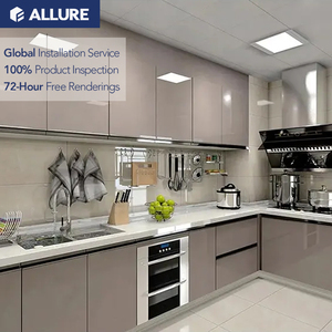 Allure Bình Lắc Trắng Sang Trọng Bộ Tủ Bếp Thiết Kế Acrylic Bóng Cao Hiện Đại Bằng PVC Sản Xuất Tại Trung Quốc - Product Image 1