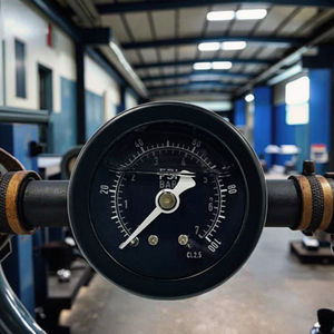 Qus 46mm manometro assiale Semi-acciaio 0-100PSI, cassa in ferro nero, 1/8 "NPT connessione inferiore - Product Image 1