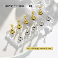 Support magnétique multifonctionnel à double rangée d'embouts d'ongles 10pcs Acrylique Base Stand Set Nail Art Polish Tray Solid Plate for Practice
