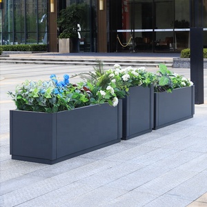 Outdoor Metal Flower Planter Rectangular Set Of 3 Aluminum Alloy Flower Pot