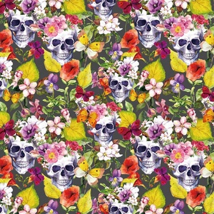 Kỹ Thuật Số In Ấn Skull Thiết Kế Dobby Georgette/Crepe Voan/Dobby GGT Cho Váy/Váy - Product Image 5