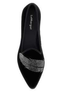 Ballerines en velours noir Lemargot Sophie de haute qualité Chaussures pointues Logo argenté en relief sur la semelle intérieure - Product Image 4