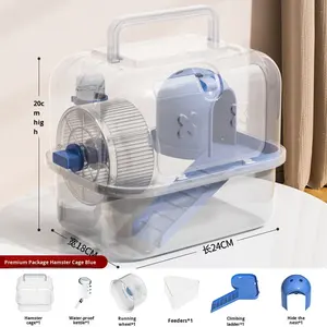 Cage à <span class=keywords><strong>hamster</strong></span> portable en plastique solide, panoramique, transparente, double couche, luxe, dorée, extra large, type villa, avec plateau en plastique - Product Image 3