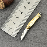Mini couteau pliant en laiton, porte-clés de poche, couteaux portables en acier inoxydable, outil de survie EDC, coupe-légumes, éplucheur, cadeau de chasse