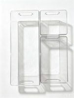 Boîte de rangement transparente en PET, 9 pièces, avec double poignée, étui d'emballage en plastique transparent pour gadgets, bibelots, petites pièces