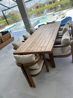 2025 vente en gros de meubles de luxe modernes de haute qualité en bois de teck table à manger extérieure et chaise ensemble de salle à manger en plein air