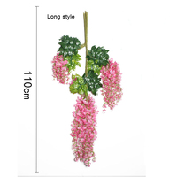 Bunga Wisteria Buatan 43,3 inci Siap Kirim, Garland Wisteria Sutra 110cm untuk Dekorasi Pernikahan, Plafon, Rumah, dan Pesta