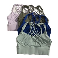 Soutien-gorge de sport pour femme GC, couleur unie, haute résistance aux chocs, dos croisé, huit bretelles, pour yoga et fitness
