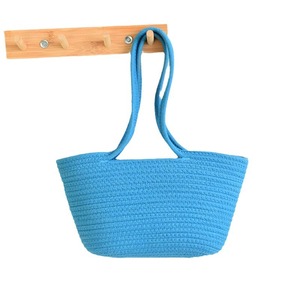 Panier à légumes tissé multicolore pour femme, sac à bandoulière pour femme, sac tissé en corde de coton à porter à la main, rangement simple à porter à la main - Product Image 5