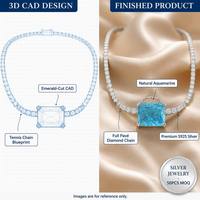 Collier pendentif en argent sterling S925, taille émeraude, avec halo de zircone cubique synthétique bleu-vert pavé, ras-de-cou élégant et luxueux pour femme
