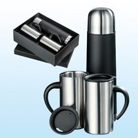 Ensemble cadeau de tasse thermos en acier inoxydable de 500 ml avec 2 tasses, bouteille d'eau sous vide pour événements d'entreprise, cadeaux pour employés et saison des fêtes