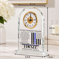 Horloge en cristal sur mesure OEM ODM, gravée au laser, en acrylique transparent, horloge de bureau, cadeau d'anniversaire de mariage pour couple, souvenir de retraite