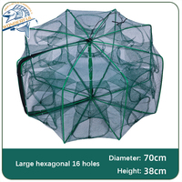 Filet de pêche pliable à double nœud en nylon haute résistance pour attraper poissons, crevettes, vairons et crabes