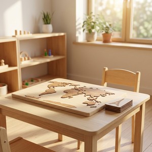 Plateau de tri Montessori personnalisé en bois <span class=keywords><strong>7</strong></span> continents, puzzle géographique <span class=keywords><strong>du</strong></span> <span class=keywords><strong>monde</strong></span> avec cartes flash des monuments - Product Image 3