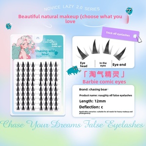 Extensions de cils synthétiques épaisses, fabriquées à la machine, à grande capacité, en grappe segmentée, style « Petit Diable » et « Elfe Coquin » - Product Image 2