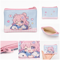 Pochette à monnaie en toile anime personnalisée, imprimée par sublimation, sac à fermeture éclair, pochette cosmétique mignonne de dessin animé