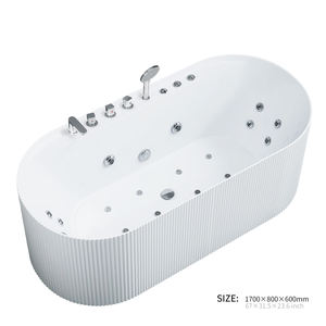 Vasca da Bagno Ovale Autoportante Moderna in Acrilico Mandrex <span class=keywords><strong>Luxury</strong></span> da 1,7 Metri con Idromassaggio a Vortice e Bolle, 12 Getti, 60 Galloni+, Massaggio Caldo - Product Image 3