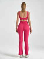 Combinaison de sport moulante pour femme, style Europe/US, dos évidé, design amincissant, en Spandex/Polyester, extensible dans les quatre sens, anti-transpiration