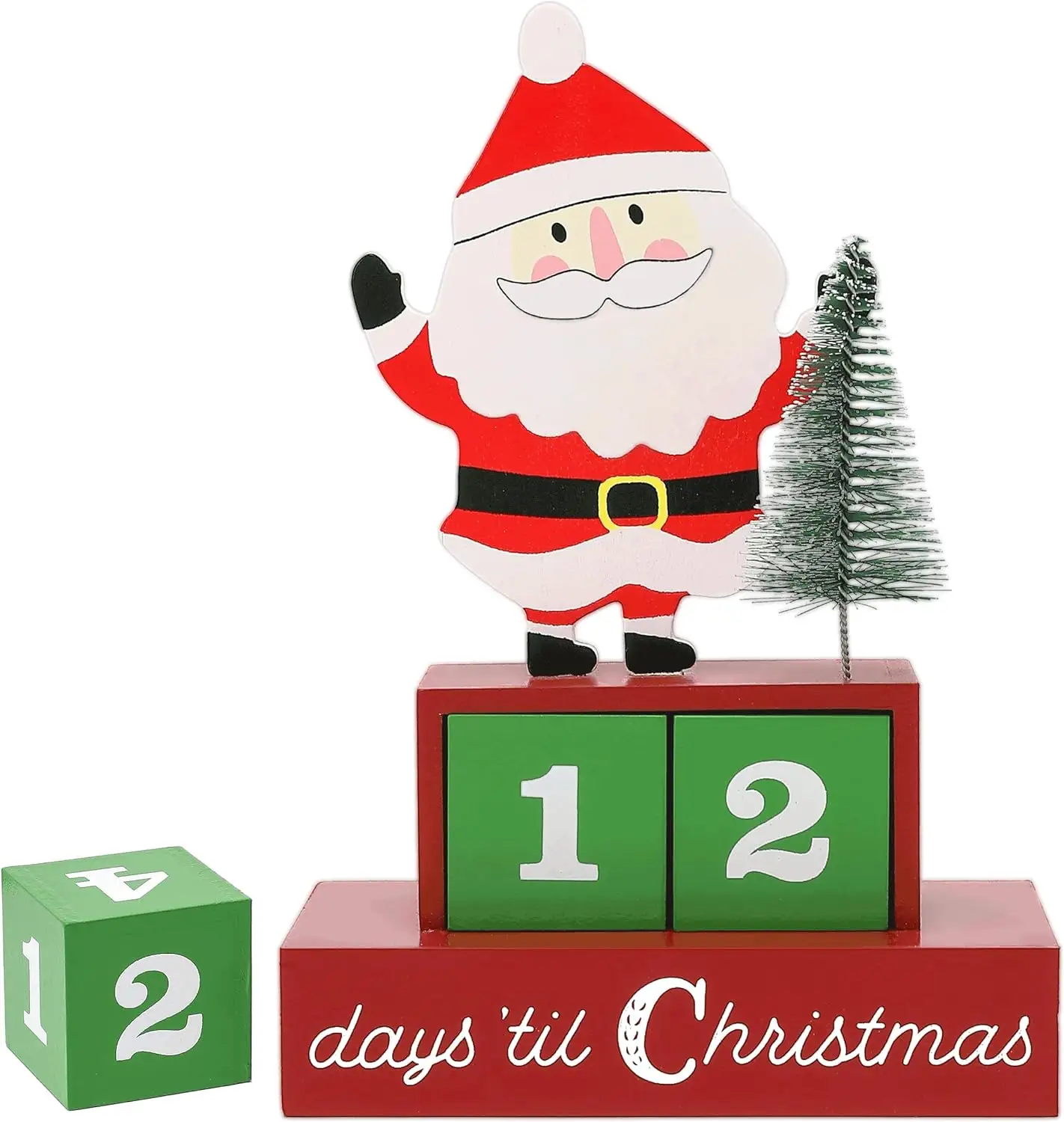 Wooden Advent Calendar Days Till Christmas Count Down Decoration Wood Santa
