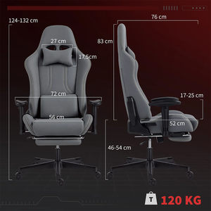 Fauteuil <span class=keywords><strong>Gamer</strong></span> Anji Personnalisé Haut de Gamme en Gros, Chaise de Gaming 2D OEM Entièrement Réglable, Confort Élégant, Nouveau Tissu Gris - Product Image 6