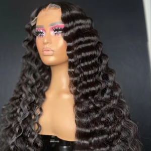วิกผมมนุษย์แบบไม่ใช้กาว28in 180% ผมหยิกเป็นลอนด้านหน้าเป็นลอนคลื่นสีดำวิกผมฟอง13x4HD สำหรับ<span class=keywords><strong>ผู้หญิง</strong></span>สีดำวัตถุดิบ - Product Image 1