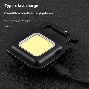 LLavero multifuncional para exteriores, linterna <span class=keywords><strong>COB</strong></span>, Mini luz de trabajo recargable por USB con gancho, 3 modos, linterna de emergencia para acampar