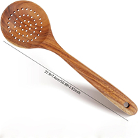 Cuisine Restaurant Gadgets Vaisselle Louche à soupe en bois Servir Cuillère de table à long manche Cuillère à fente