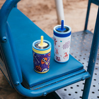 Nouvel été 11oz 16oz sans Bpa chaud Double paroi SS304 tasse enfants gobelet isolé avec paille en Silicone souple