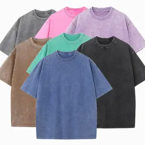 Hoge Kwaliteit Oversized Vintage Gewassen T-Shirts Custom Shirt Heren T-Shirts Met 100% Katoen