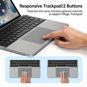 Clavier Bluetooth sans fil <span class=keywords><strong>rechargeable</strong></span>, fin et portable, pliable pour tablette, avec pavé tactile et support de protection - Product Image 6