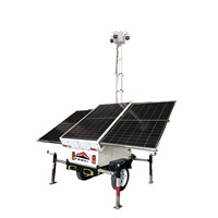 Caméra solaire portable, système de sécurité CCTV, cadre de remorque, panneaux solaires mobiles, remorque de surveillance pour chantier de construction