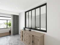 Fenêtre fixe en verre trempé transparent à 5 panneaux 110cm*150cm*4cm