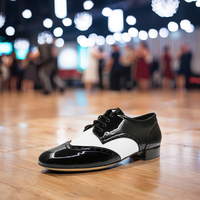 Sepatu pria tumit rendah Ballroom & tari Swing dengan sol fleksibel lapisan kulit asli Model 7812