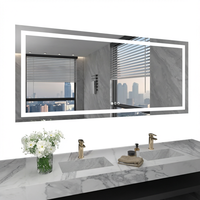 Miroir mural LED rectangulaire avec cadre métallique, miroir de salle de bain, miroir de maquillage, design moderne pour hôtel, maison, miroir mural LED