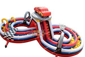 Parcours d'obstacles géant sur le thème des circuits de <span class=keywords><strong>course</strong></span>, parcours de <span class=keywords><strong>course</strong></span> automobile gonflable en PVC pour enfants, toboggan et château gonflable JOYRISE - Product Image 4