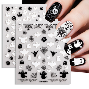 Nuevas pegatinas de uñas de Halloween estilo oscuro con calabaza, fantasma y cicatrices, calcomanías INS multiusos para uñas, decoraciones artísticas DIY para teléfonos, venta al por mayor - Product Image 3