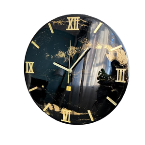 Horloge murale moderne en résine, ronde, décorative, avec chiffres romains dorés, pour salon, chambre, bureau et restaurants - Product Image 1