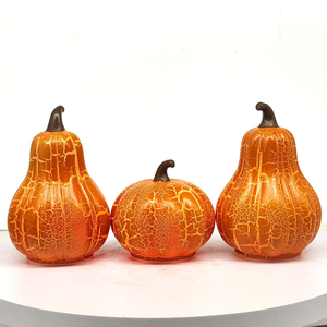 Linternas de Calabaza de Plástico con Efecto Agrietado Iluminadas para Otoño, Figuras de Calabaza Brillantes para Decoración de Hogar, Oficina, Entrada, Exhibición de Octubre - Product Image 6