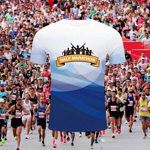 Wholesale Custom Logo 5k 10k Running Jersey Solid <b>Polyester</b> Sublimation Dry Fit T <b>Shirts</b> for Souvenir Sport Funny Half Marathon - Product Image 1
