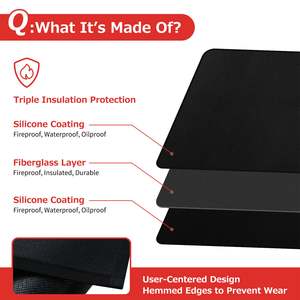 Alfombrillas para chimenea resistentes al fuego, alfombrilla ignífuga semiredonda para chimenea, ignífugo negro, protege los suelos, chispas para patio, <span class=keywords><strong>brasas</strong></span> - Product Image 3