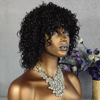 Perruque courte bouclée avec frange, cheveux synthétiques résistants à la chaleur, pour femmes africaines, usage quotidien