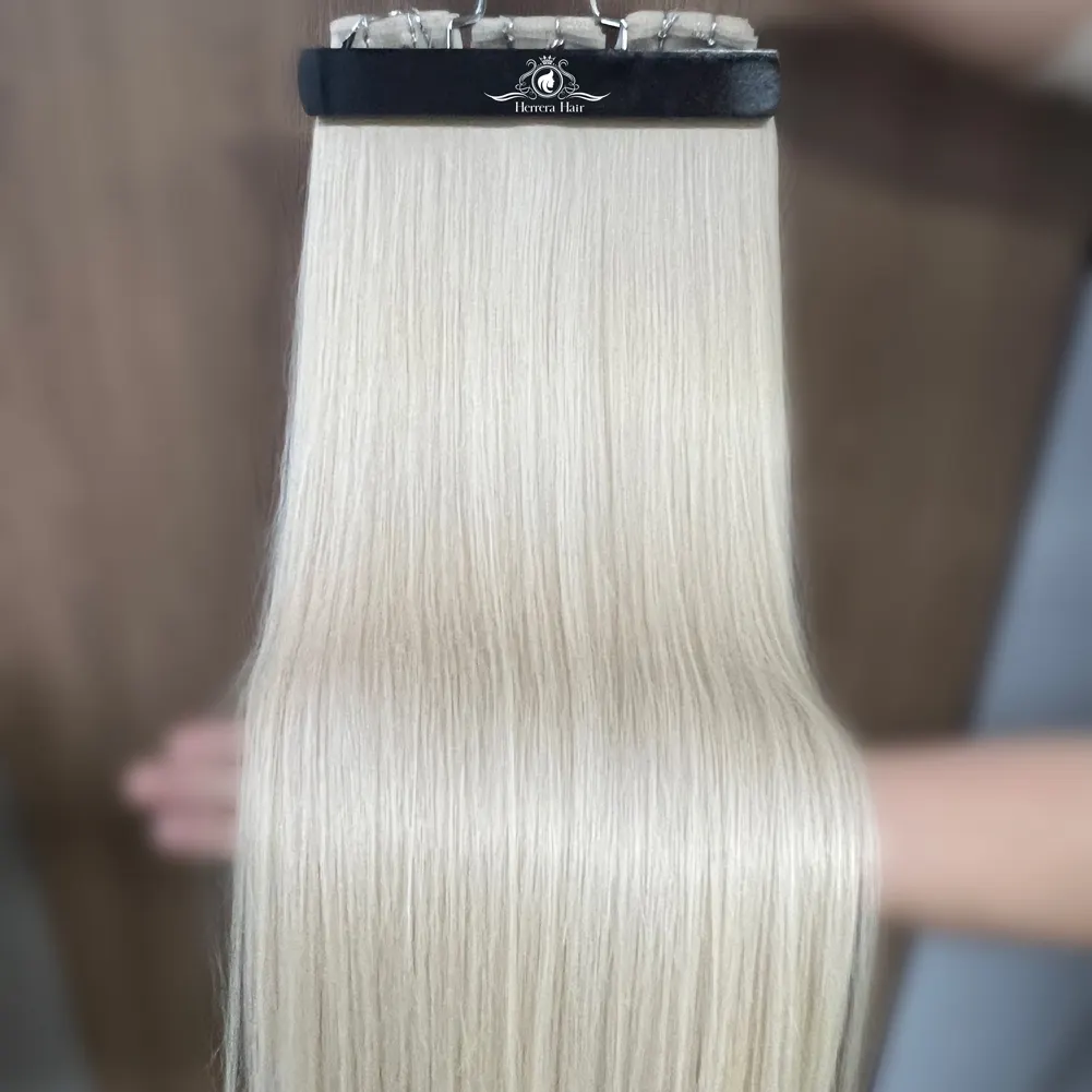 Extensiones de cabello de trama plana de platino blanco La Cabello Natural Raw Remy Doble dibujado Trama de cabello humano virgen RUSO EUROPEO